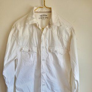 Arizona Jean Company White Shirt Size Medium Long Sleeves Cotton